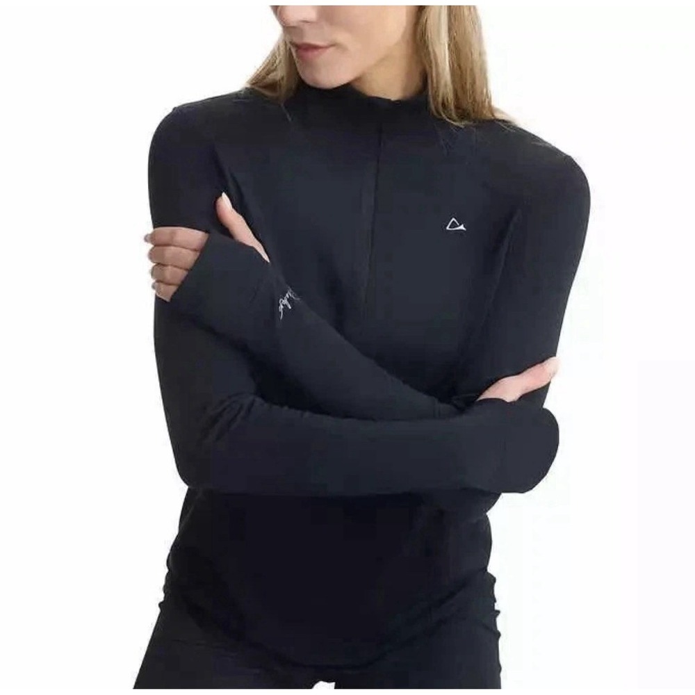Paradox Womens Merino Blend 1/4 Zip Base Layer Top Black Large REPREVE Eco - Picture 5 of 10